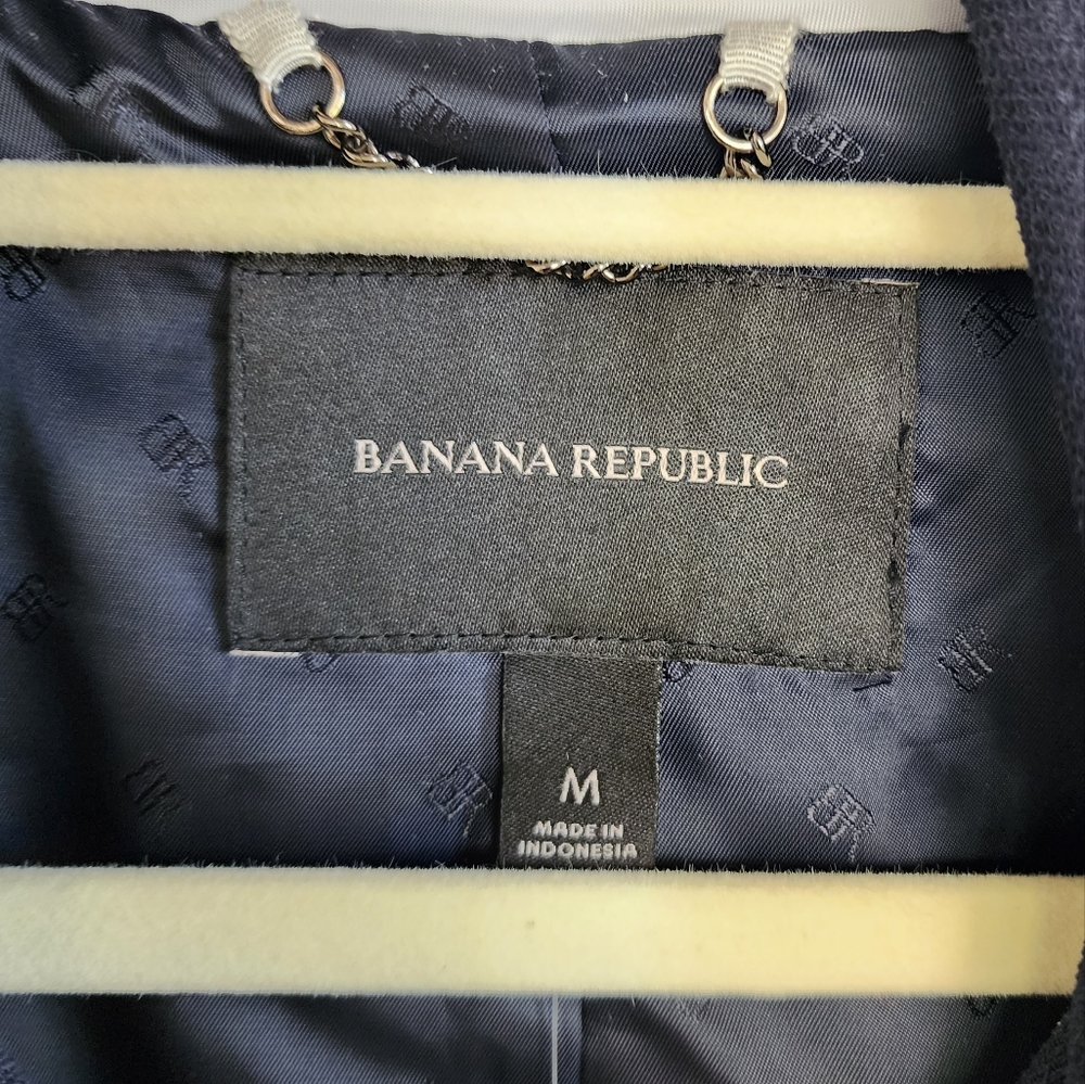 Banana Republic Navy Biker Moto Jacket, Sz M - Picture 4 of 12